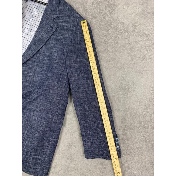 Oak Hill Blazer Mens 2XL Navy Stretch Polka Dot Lined Suit Jacket Career Classic - Picture 13 of 15